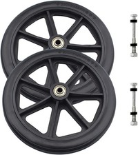 2PCs Wheels Replacement for Wheelchairs, 8" x 1" Rollator 8 inches, Black