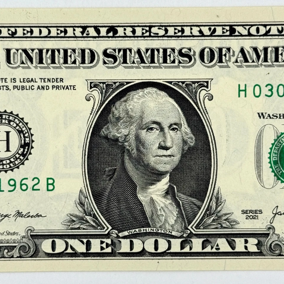 March 4th 1962 3rd April Dollar Bill Uncirculated Birthday Note $1 Fancy Serial - Image 4 of 4