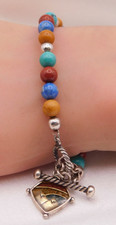 Carolyn Pollack Sterling Multi Gemstone Mountain Charm Beaded Toggle Bracelet
