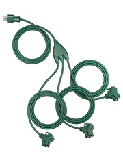 DEWENWILS Outdoor Extension Cord with 1 to 3 Splitter, 25FT Total Length,  Green
