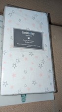 Lambs  Ivy Swan Princess Collection Pink Gray Stars Fitted Crib Sheet Cotton