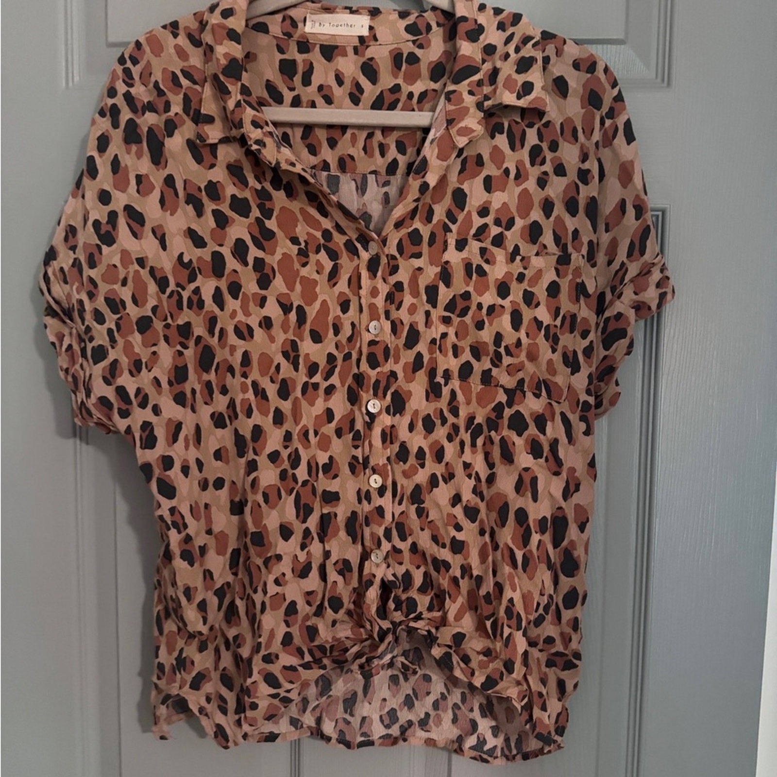 VICI Leopard Print Button-Up Blouse - image 1