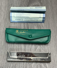 Vintage Hohner Echo Tremolo Harmonica Key C Made In Germany Green Case Booklet