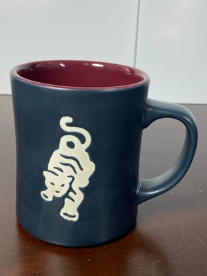 Starbucks SUMATRA TIGER Tea COFFEE MUG Large 14oz Matte Black Maroon Interior