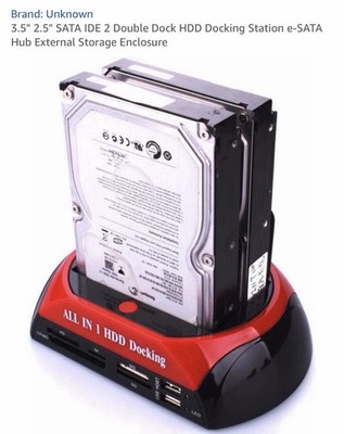 3.5'' 2.5'' SATA IDE 2 Double Dock HDD Docking Station e-SATA Hub External 