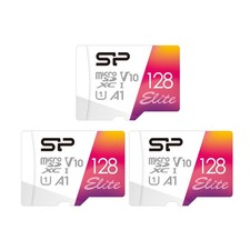 Silicon Power 3-Pack 128GB Elite UHS-I microSDXC Memory Card with SD Adapter
