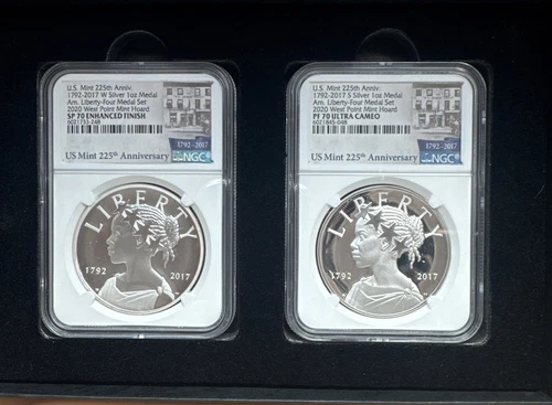 2x’s 1792-2017 W S Silver 1oz Medal Am.Liberty-4medalSet SP70 PF70 NGC