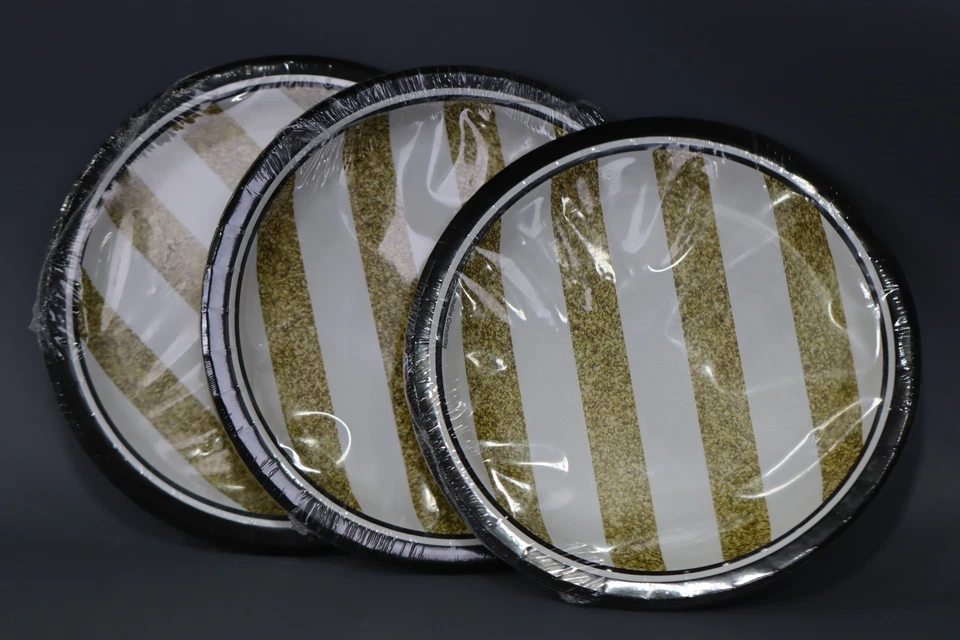 Black and Gold Round Paper Dessert Plates 8 Count, (Pack of 3 24 Count) - Image 4 of 4