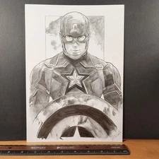 5-09-15 . 2476. original 8x12 victor costa hand drawn 1/1 art of captain america