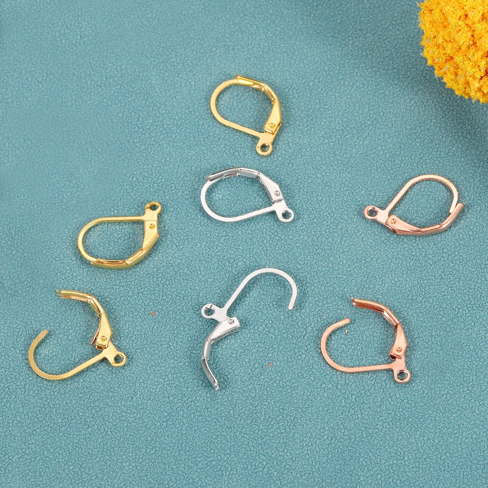 100Pcs рычаг назад серьги крючки французский уха провода серьги крюк розовое золото - Изображение 4 из 4