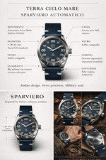 Orologio Terra Cielo Mare Sparviero Automatico Swiss Made Uomo Acciaio Pilot