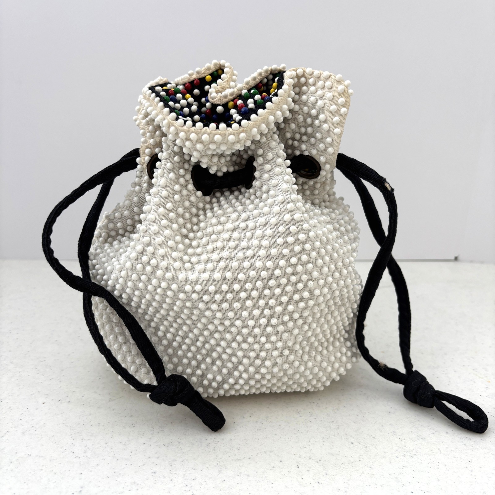 Candy Dot Drawstring Purse Reversible Vintage 60s… - image 2