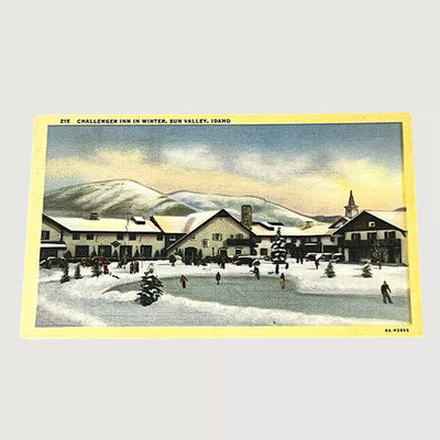 Postcard Challenger Inn in Winter Sun Valley Idaho Ice Skating E810
