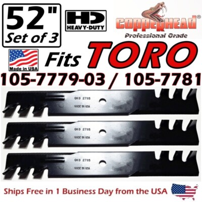 COPPERHEAD 3PACK 52 HD TORO MULCHING BLADES 105777903 1057781 MADE IN US G2U