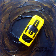 Original Acrylic Painting with Toy Car Wall art Wood panel hardboard 6x6 inches