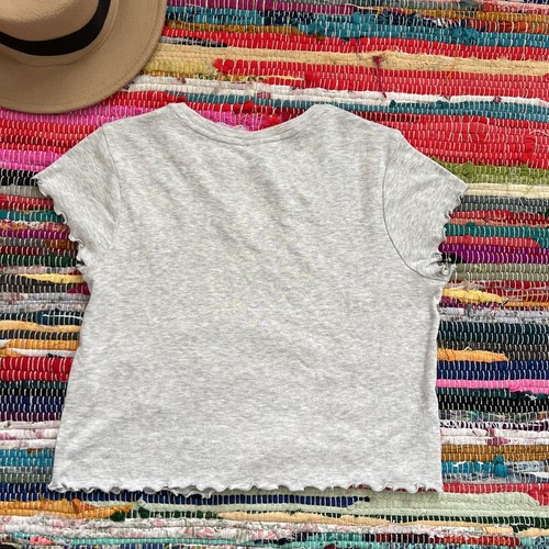 BP lettuce trim crop top T-shirt LARGE Gray womens NWT - Picture 3 of 6