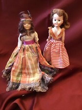 2 Mid Century Frozen Leg Sleepy Doll. 7?  Native American Indian, And Classic 