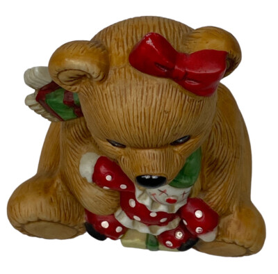 Homco Vintage Girl Teddy Bear Christmas Toys #5251 Figurine Homco Vintage Girl Teddy Bear Christmas Toys #5251 Figurine