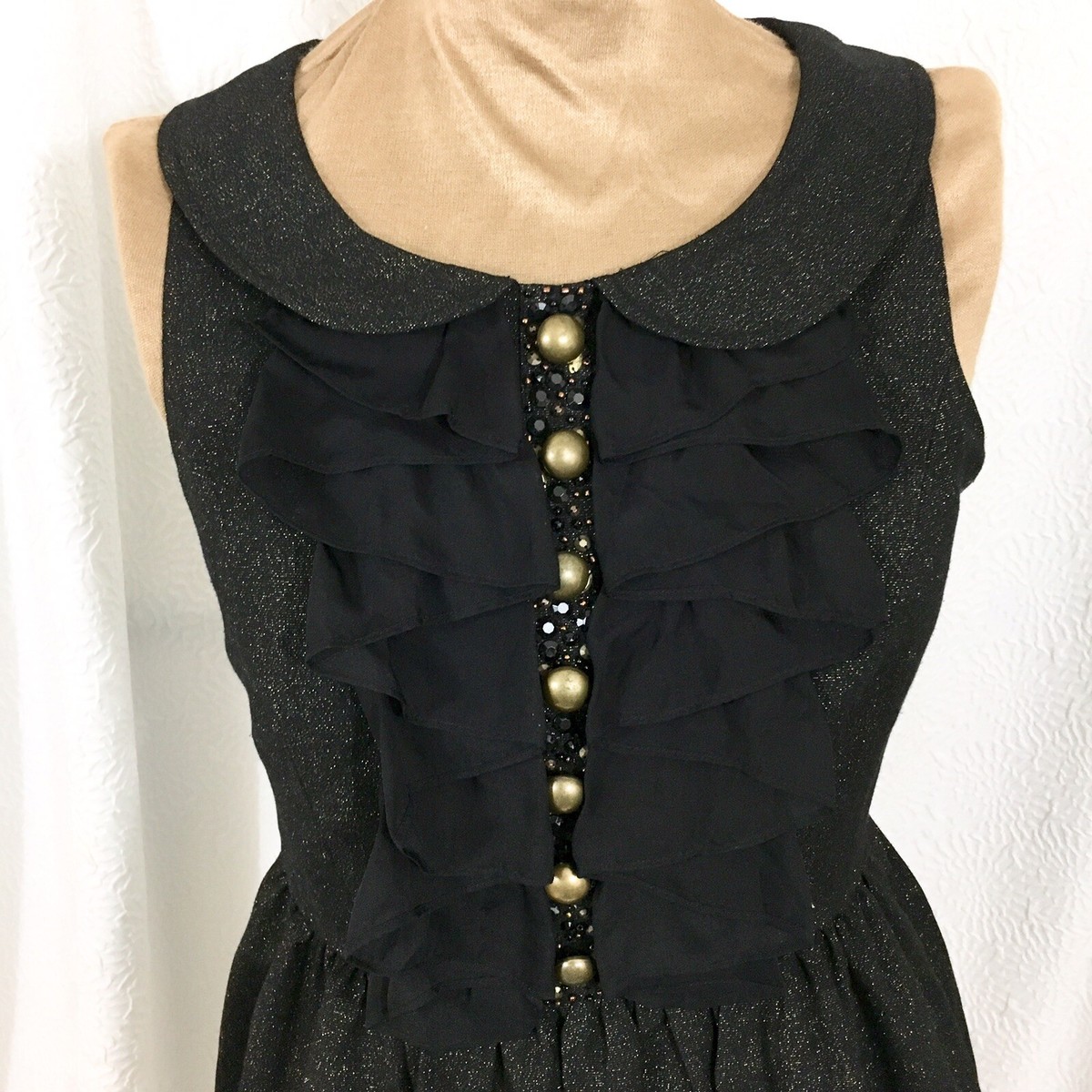 Kensie Gold And Black Dress With Ruffles And Buttons SIZE MEDIUM | eBay Kensie Gold And Black Dress With Ruffles And Buttons SIZE MEDIUM | eBay