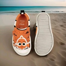 New Clarks UK 4.5 G Wide ( EU 20.5) City Nemo Stripe Toddler Canvas Shoes Orange