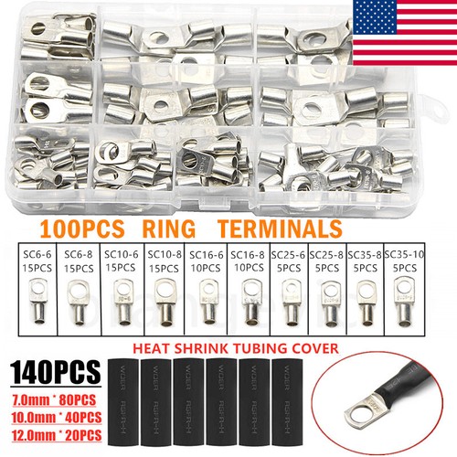 240/140 PIEZAS Anillo Terminales de Cobre Kit de engarce Batería de Automóvil Cable Conectores de Cable - Imagen 11 de 14