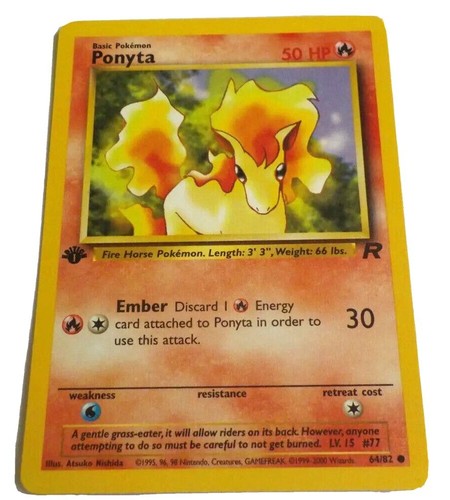 Team Rocket First Edition Ponyta #64 Vintage Pokémon Card - Picture 3 of 12