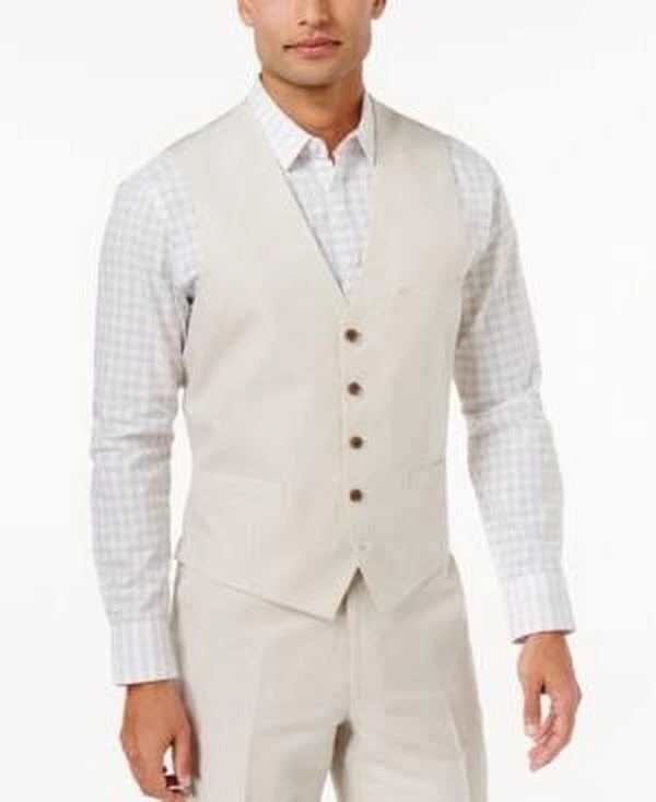 INC International Concepts Mens Linen Blend Vest, Size XS - Image 4 of 4