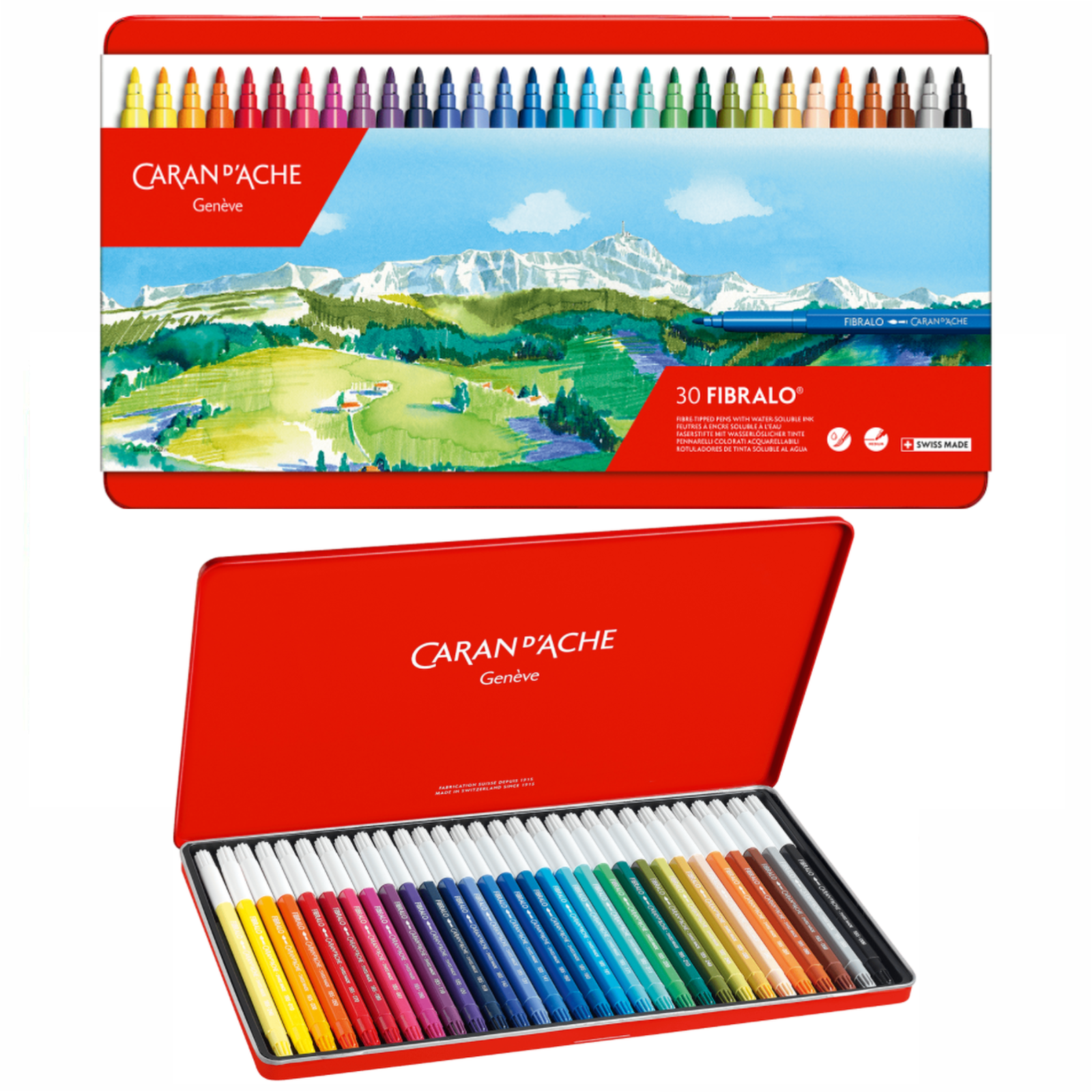 B&Q - Caran D'ache Fibralo 30 Water Soluble Fibre Tipped Colour PensMetal Tin - Image 2