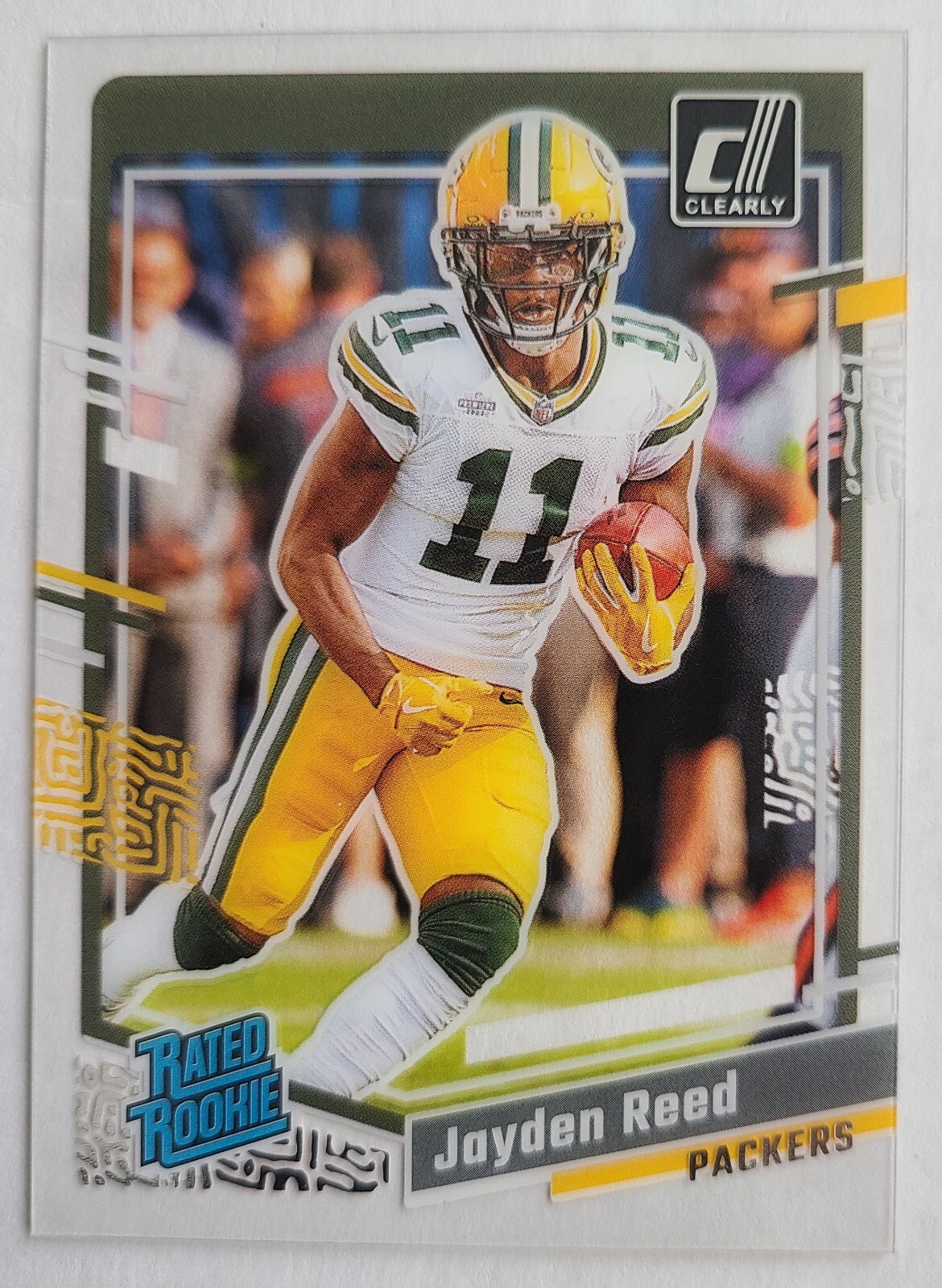 Jayden Reed 2023 Clearly Donruss Gold Parallel Rookie Card #68 Packers