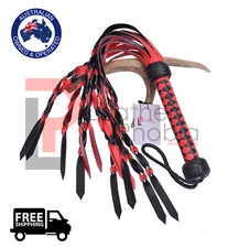 Genuine Leather Flogger Double Pasted 12 Leather Tail Braided Flogger Whip