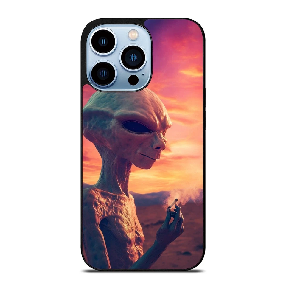 alien smoke joint trippy Charm Cover For iPhone 11 12 13 14 15 Pro Max Mini - Image 2 of 4