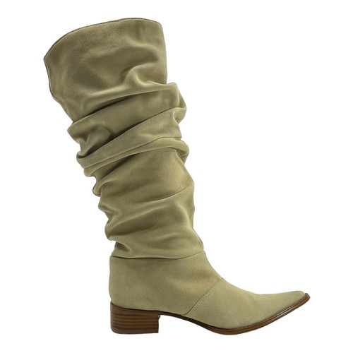 CHINESE LAUNDRY Womens 7.5 Suede Leather WINNER Slouch Knee High Boots STONE - 第 5/17 張圖片
