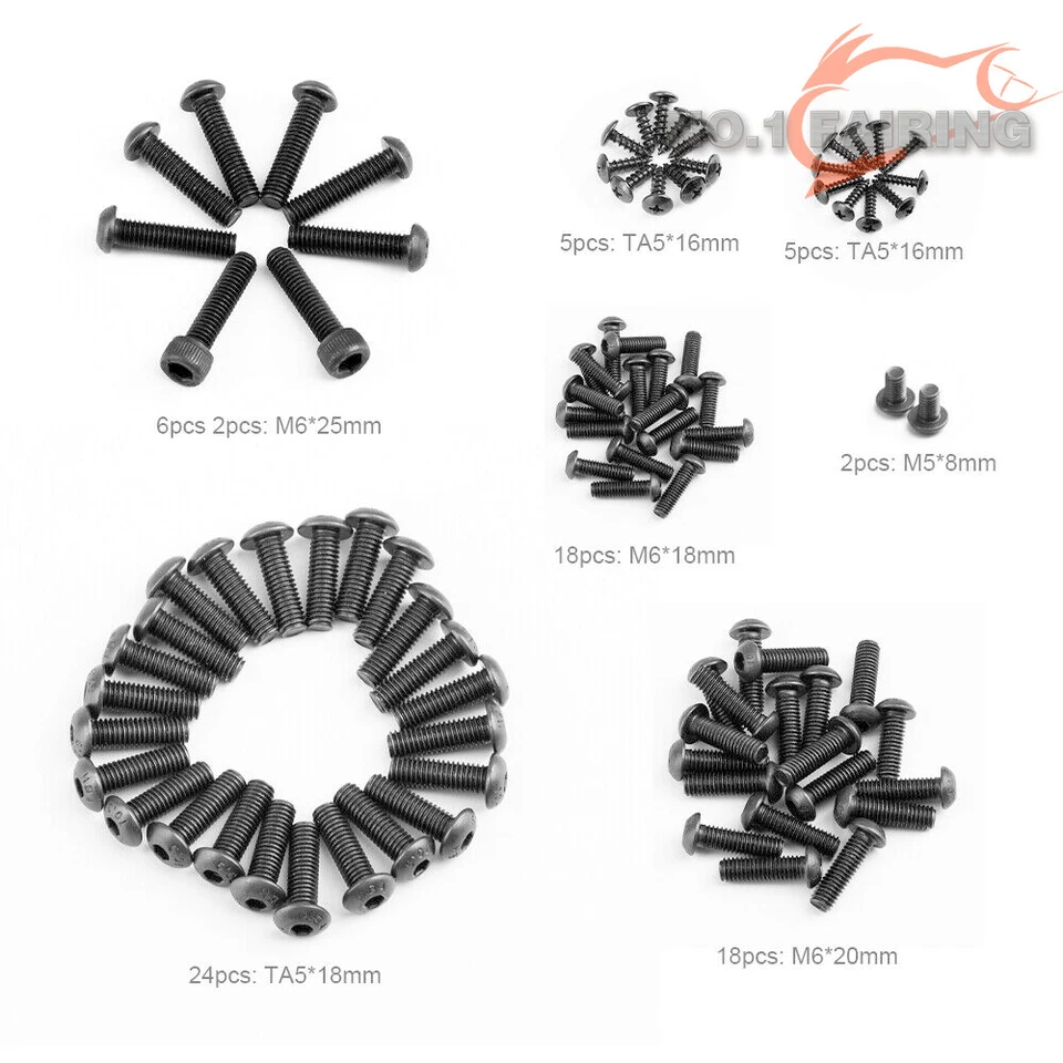 Stainless Steel Black Fairing Bolts Kit Screws For KAWASAKI Ninja ZX6R ZX10R 14R - Image 2 of 4