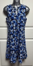 Michael Kors NWT! Blue Jersey Pattern Ruffle Casual Mini Dress Size XS MSRP $98