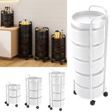 Kitchen Rotating Basket Trolley Shelf Organiser Veg Fruits Rack Bathroom Storage