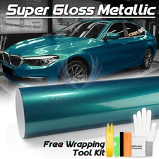 Premium Super Gloss Metallic Peacock Green Vinyl Car Wrap Sticker Decal Sheet