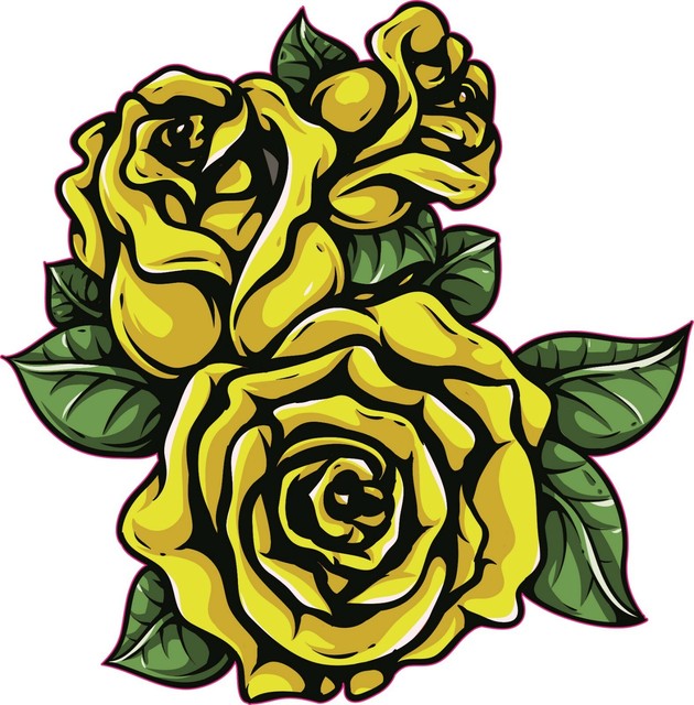 Yellow roses sticker vinyl decal choose size eBay
