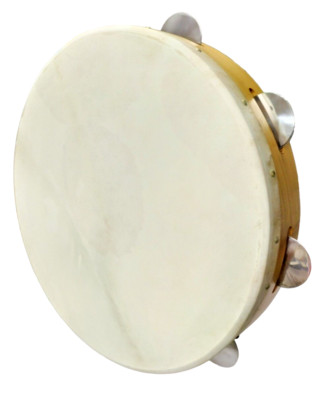 Neapolitanische Tammorra Durchmesser 45 cm 8 Untertassen und Strauß Naturleder Trommel