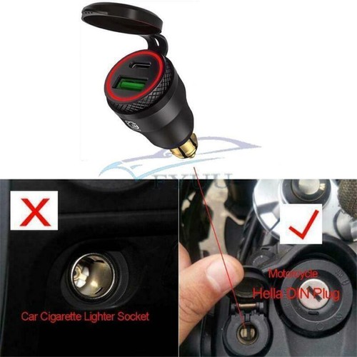 For BMW F800GS F650GS F700GS USB Type C Fast Charger Red LED Light Waterproof - 第 2/12 張圖片