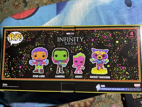 FUNKO POP GUARDIANS OF THE GALAXY VOL.2 Black Light 4 Figure Bobble-Head Set MIB - Picture 7 of 12