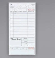 Choice 2 Part Segmented Green and White Carbonless Guest Check 2500/Case