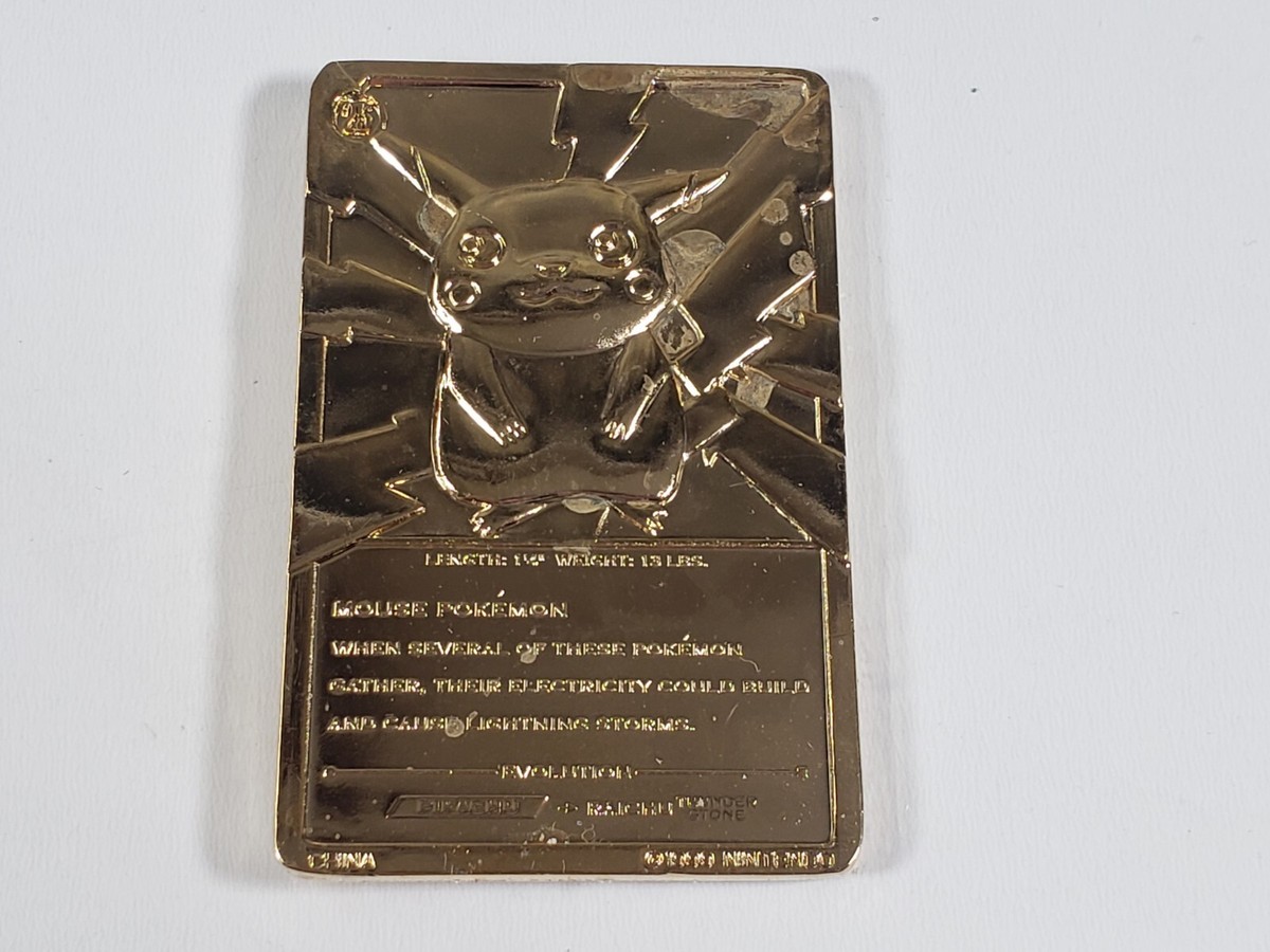 23K Gold Plated 1999 Burger King Pokemon PIKACHU Trading 23K Gold Plated 1999 Burger King Pokemon PIKACHU Trading