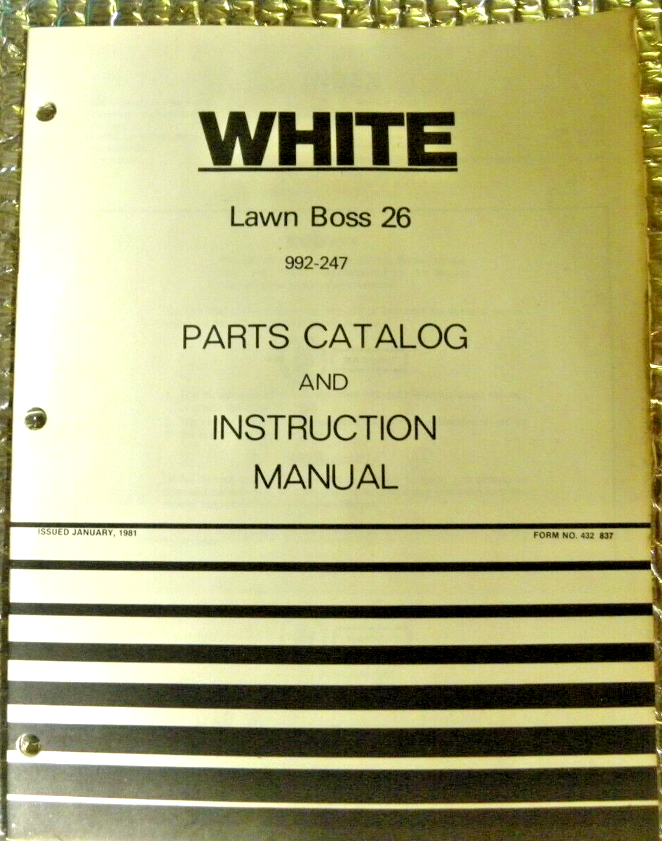 Factory 1981 White Lawn Boss 26 Rotary Mower parts catalog Instruction