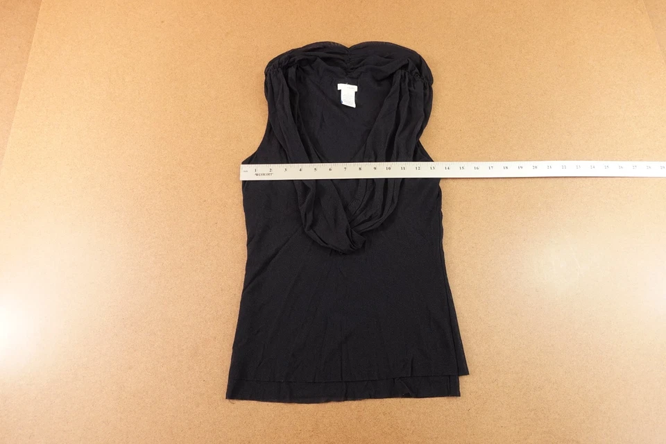 Top pulóver Odille para mujer talla pequeña azul marino tejido transparente sin mangas cuello en V Foto 3 de 4