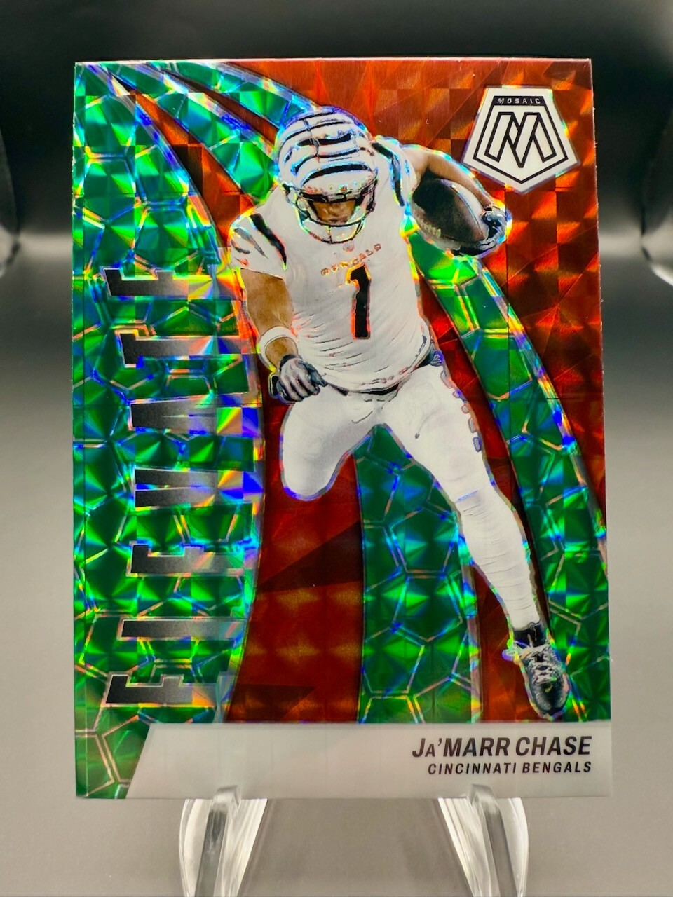 2024 Mosaic - Ja'Marr Chase Elevate Green Mosaic Prizm #11 Cincinnati Bengals