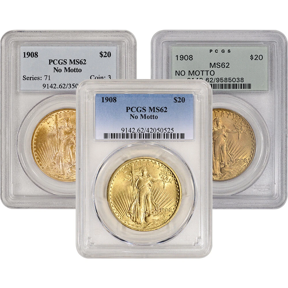 MS 62 Graded 1908 Year Double Eagle $20 US Gold Coins (Pre - 1933