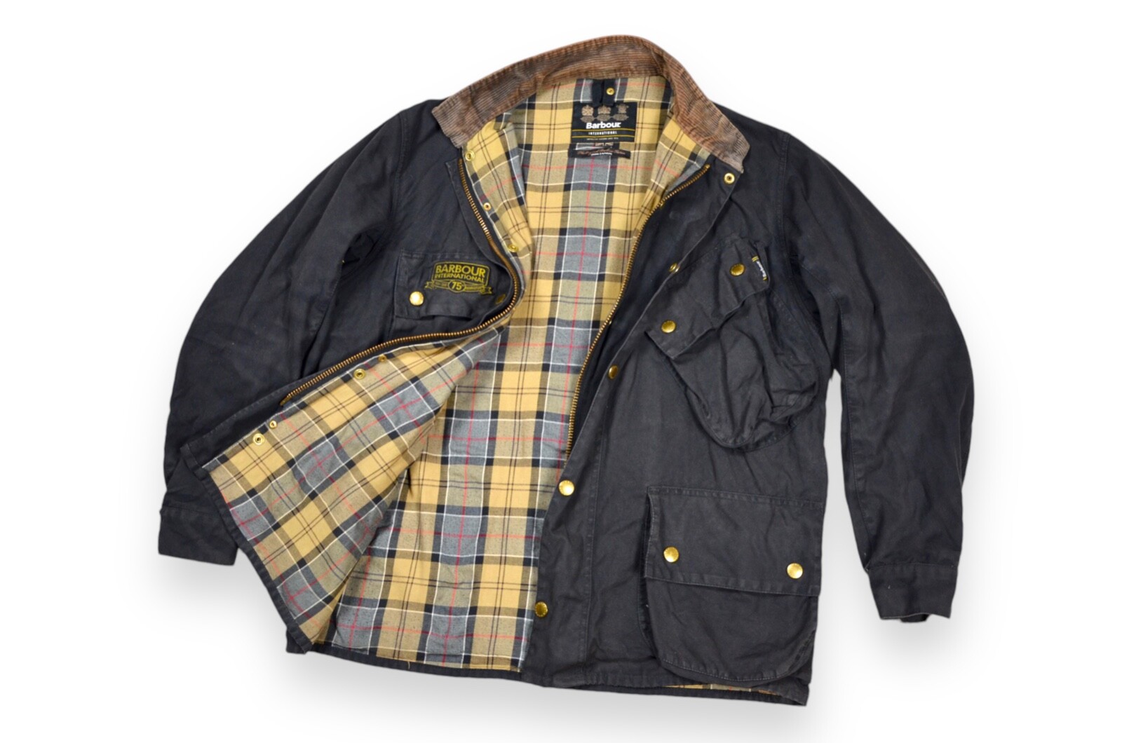 Men's Barbour International 75th Anniversary Wax Jacket Black England Size 44