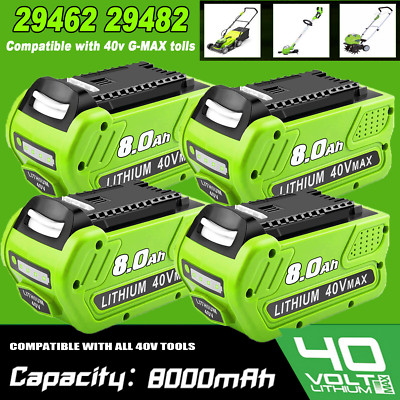 2X For Greenworks 40 Volt G-MAX 29462 29482 29252 29472 8.0Ah Lithium Battery 