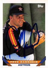Pete Harnisch autographed baseball card (Houston Astros SC) 1993 Topps #195
