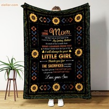 To My Mom Fleece Blanket, Personalized Sunflower and Love Message Gift Idea
